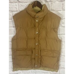 Vintage Down Designs Vest Medium Brown Puffer Western Granola Outdoors Utility